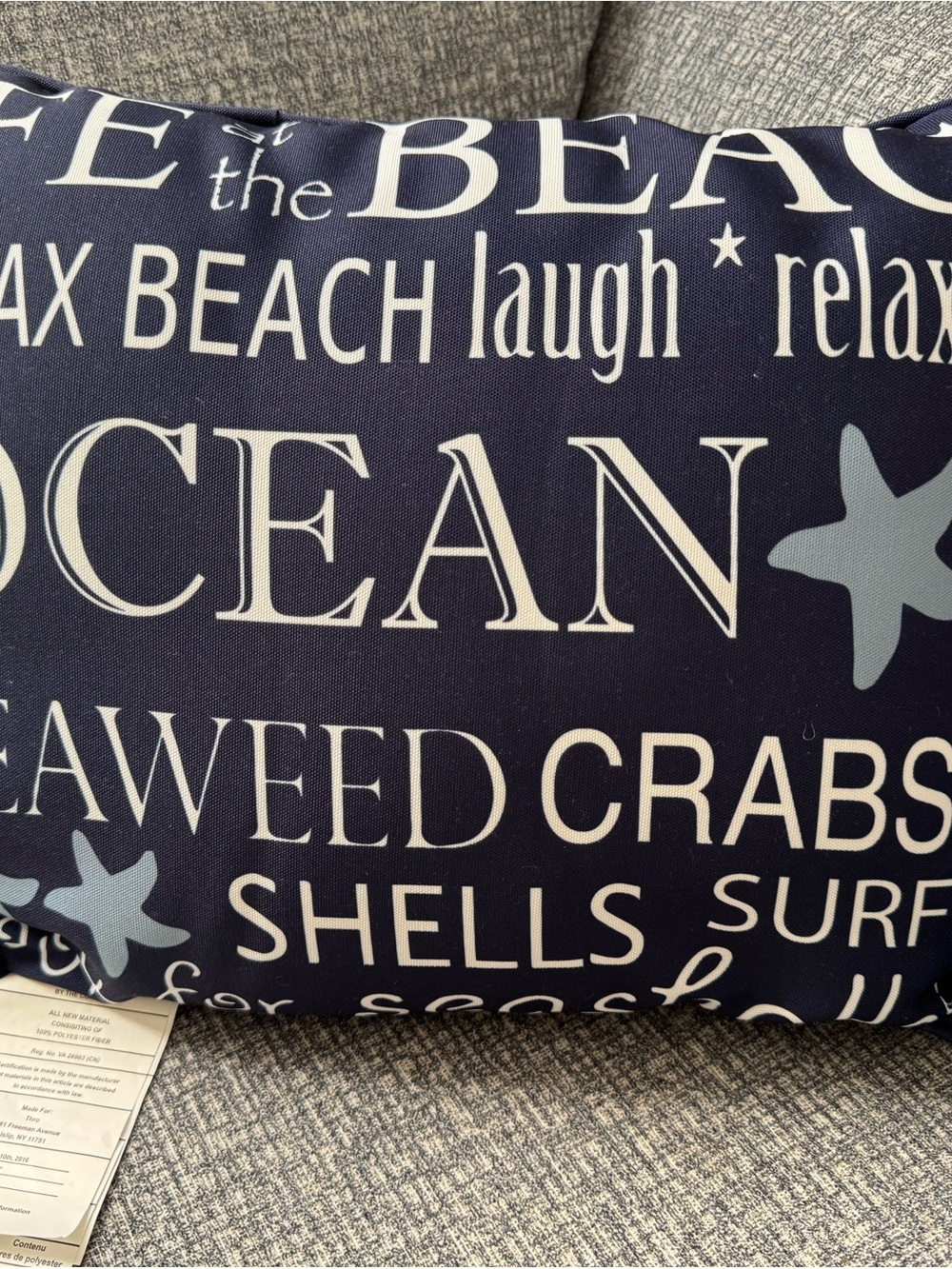 Reversible Coastal 'Ocean' Navy Decorative Accent Pillow by Thro